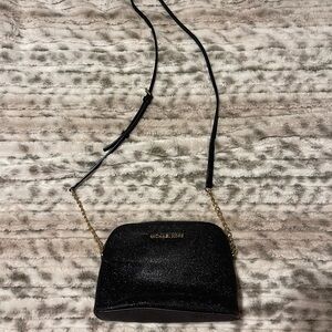 Michael Kors Sparkling Black Crossbody Bag with Gold Chain